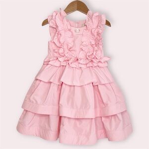 Twinset dress pink‎ taffeta with layered ruffles sleeveless size 2 years